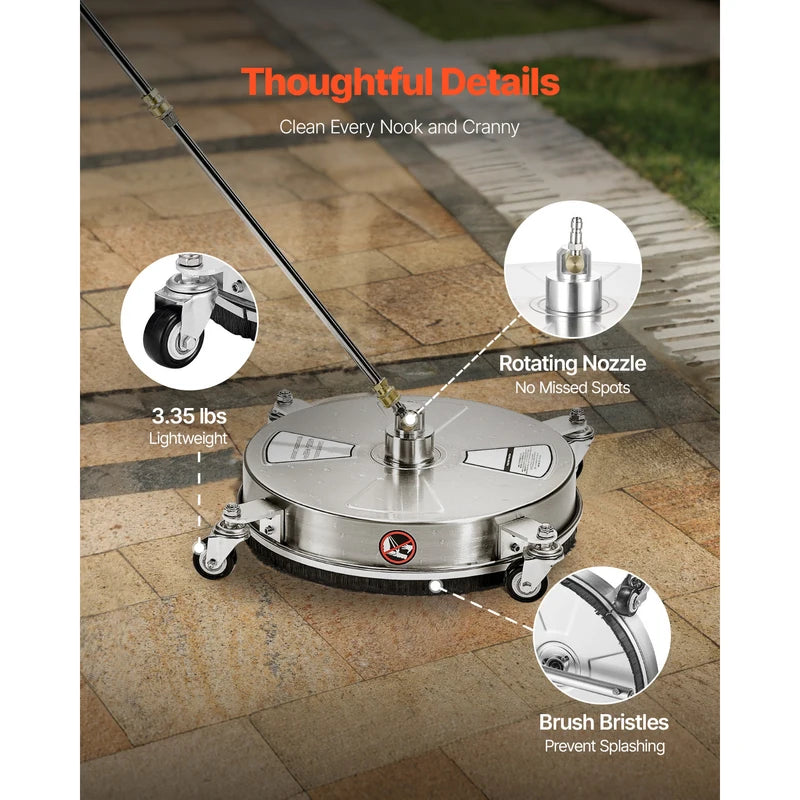 High-Pressure Surface Cleaner for Pressure Washers, 16.5 Inch, Stainless Steel