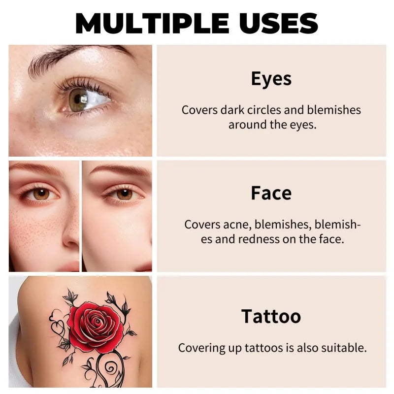 Waterproof Full Coverage Concealer for Tattoos & Scars - Natural Finish Foundation