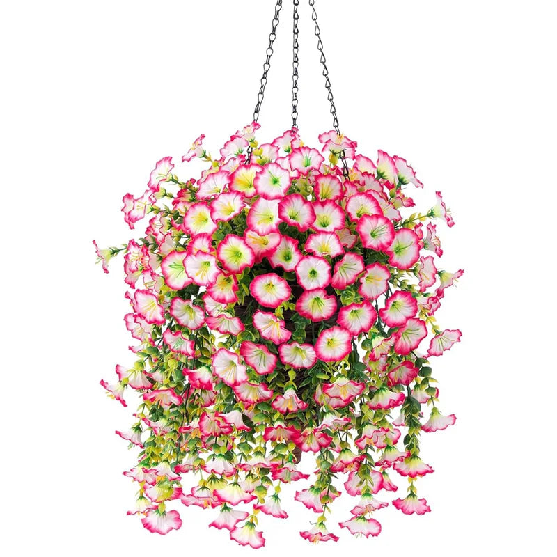 Artificial Morning Glory Wall Hanging - Faux Violet Vines for Home Garden Wedding Decor