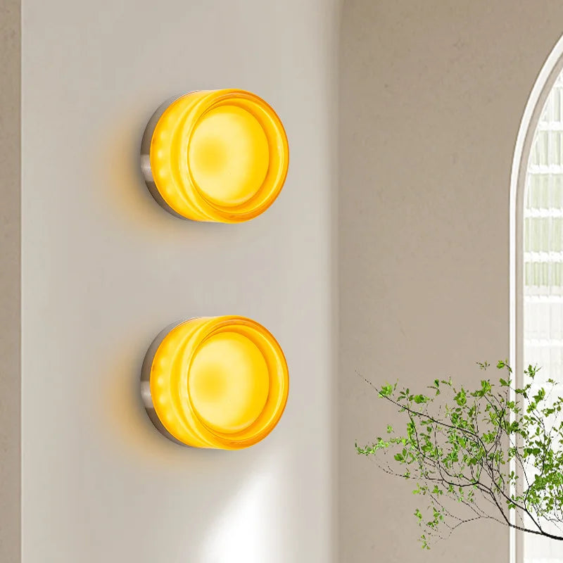 Modern LED Wall Lamp for Living Room Amber Jelly Decor Wall Sconce Smoke Grey