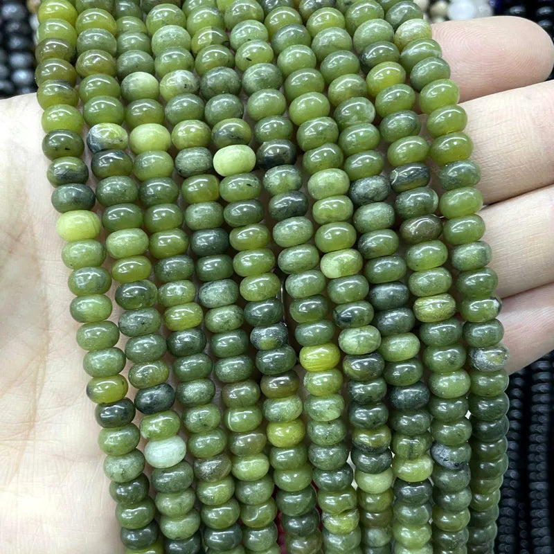 Natural Stone Green Jade Beads - Cylinder Square Irregular Faceted Round Spacer Beads for Jewelry Making