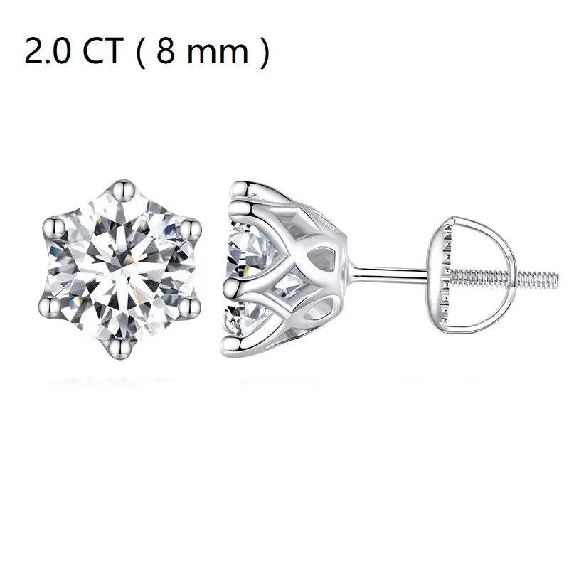 Moissanite Stud Earrings 0.5-3CT in Sterling Silver for Women Wedding Jewelry