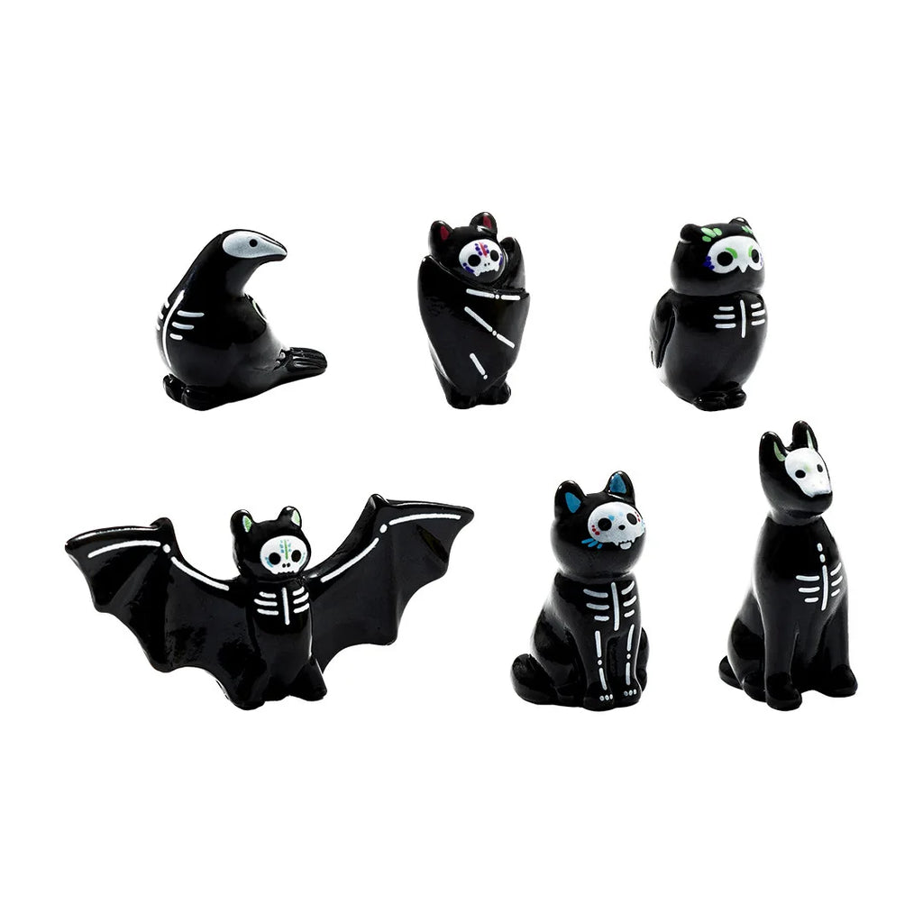 Halloween Mini Ghost Owl Bat Figurine Set - Decoration & DIY Accessories