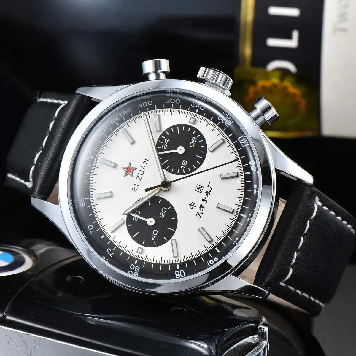 42mm Aviation Chronograph Quartz Military Watch for Men Waterproof Canvas
