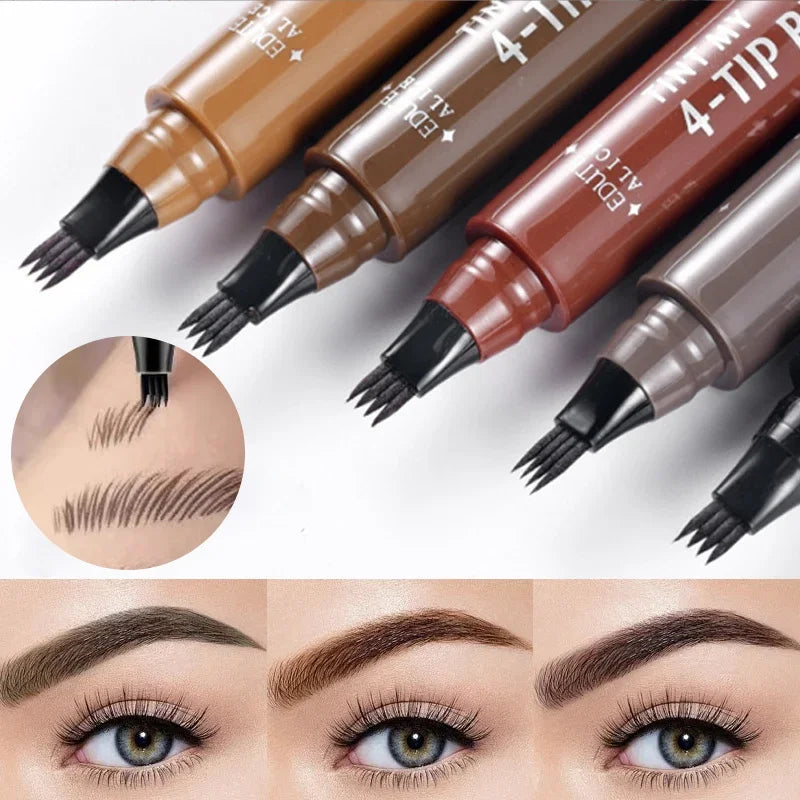 Waterproof 4-Point Eyebrow Pencil Set - Long Lasting Microblading Style Makeup