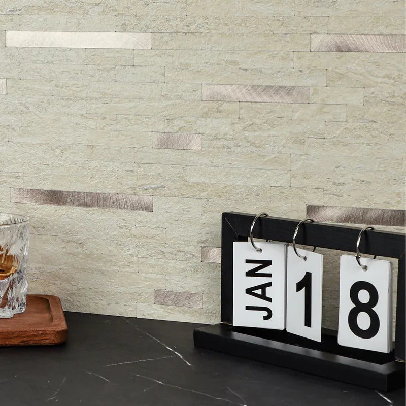 Stone-Effect Metal Mosaic Tiles for Bathroom & Bar Walls - Medium & XL Sizes