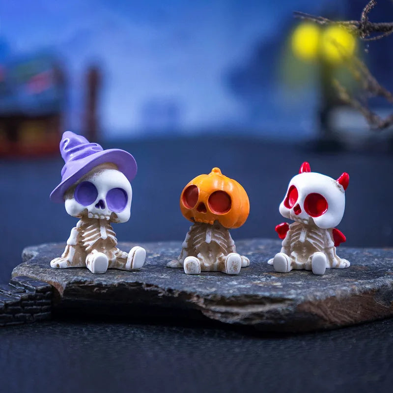 Halloween Pumpkin Skull Resin Pendant Set for DIY Jewelry and Miniature Decor