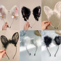 Plush Lace Cat Ear Headband for Women - Korean Style Fashion Hair Accessory