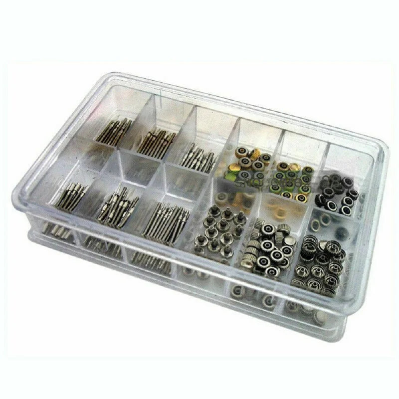 Watch Crown & Stem Set with Repair Tool Kit - Watch Extension Parts for Quartz Watches