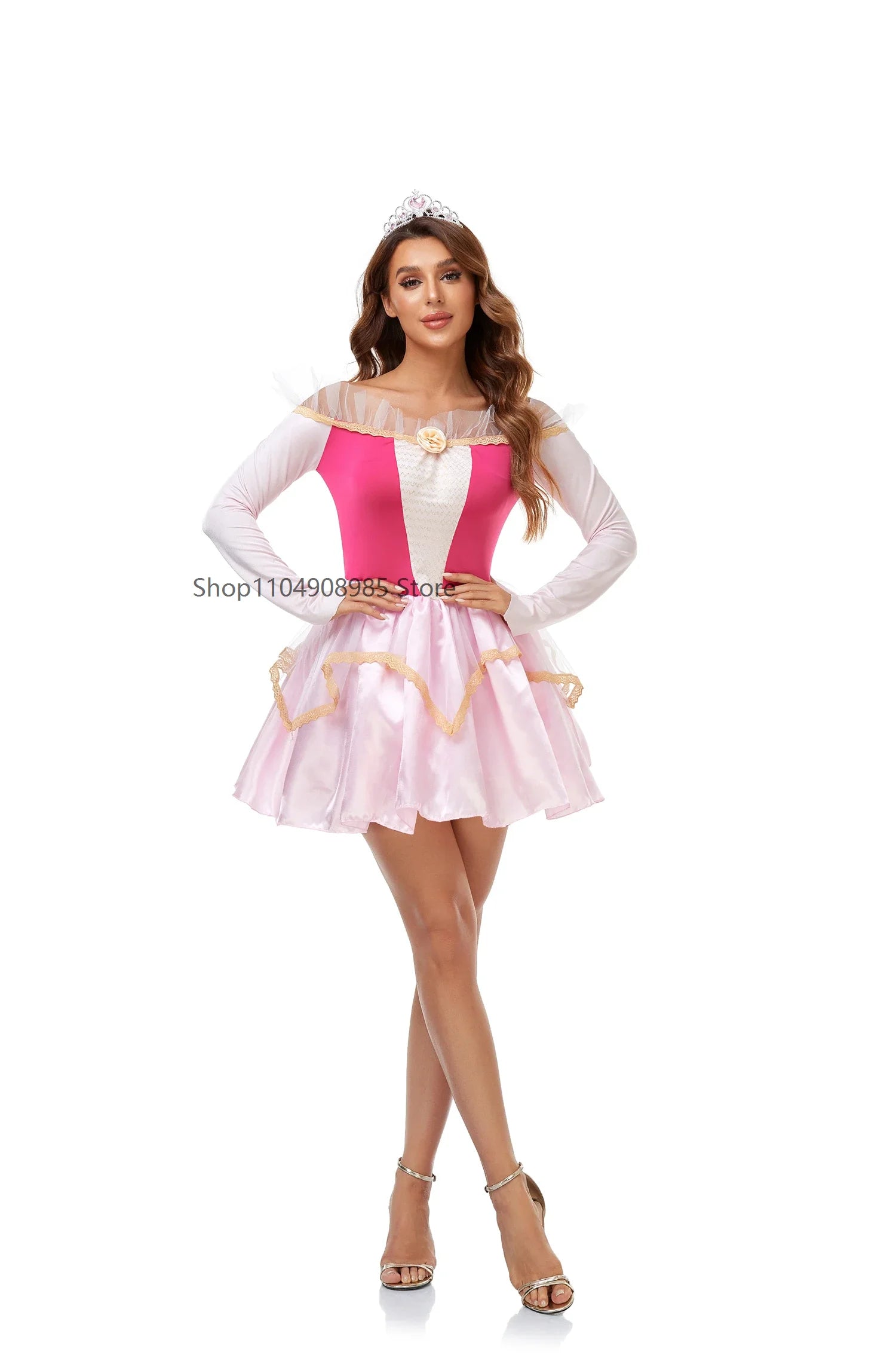 Halloween Princess Cosplay Costume Set with Masquerade Queen Dress for Adults