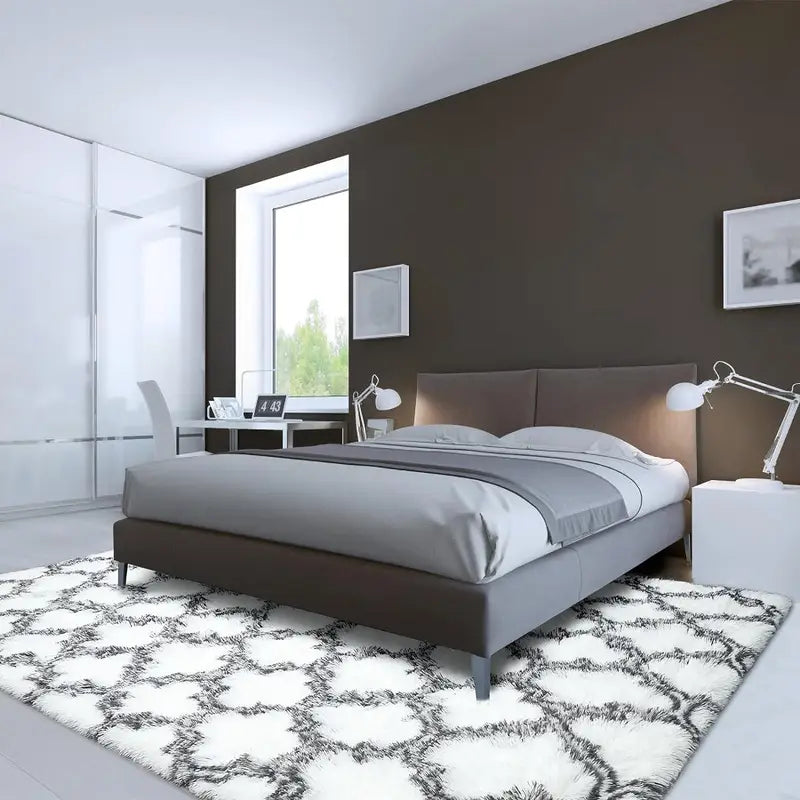 Modern Nordic Tie-Dye Silk Wool Rug for Living Room & Bedroom - Soft Floor Mat