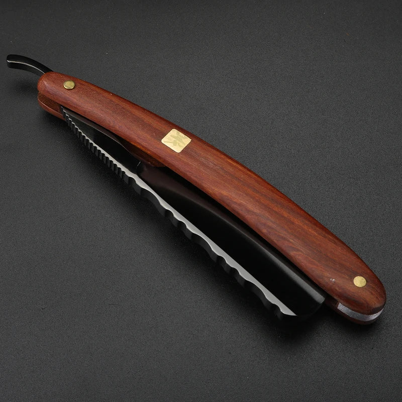 Manual Shaving Knife with Stainless Steel Blade and Wooden Handle - Precision Razor