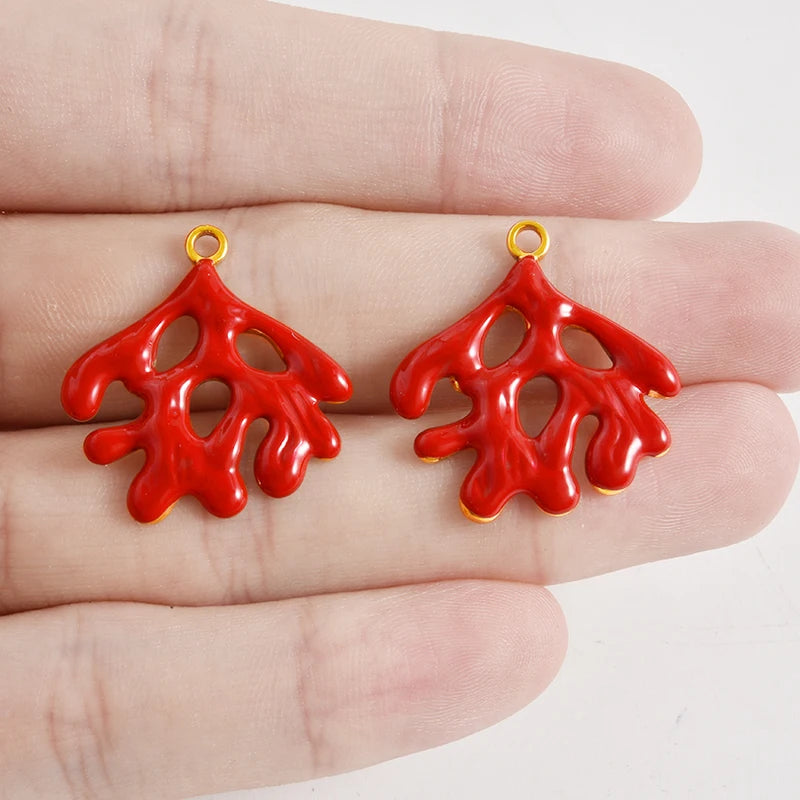 Marine Animal Lobster Crab Coral Fish Pendant Jewelry Set - Handmade Necklace & Earrings 5pcs