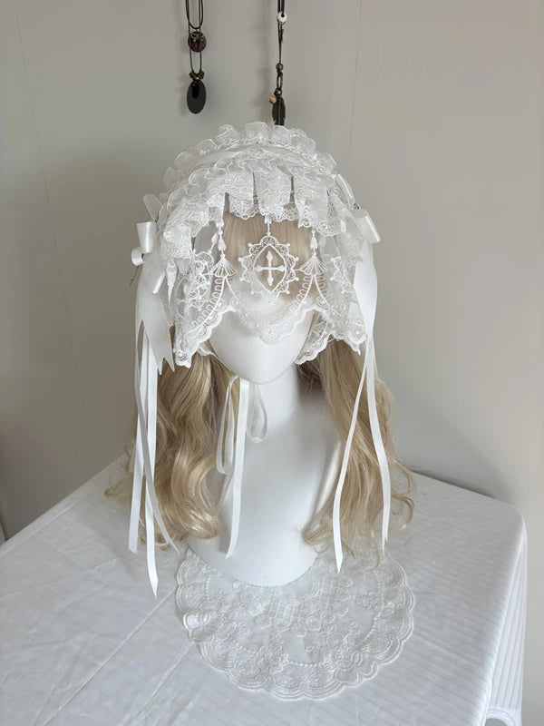 Gothic Dark Angel Nun's Veil Headpiece Halloween Lolita Hairband