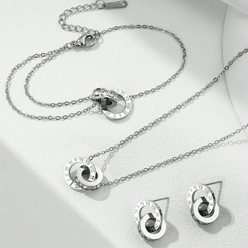 Women’s Classic Jewelry Set with Necklace, Bracelet & Earrings - Versatile Daily Accessories