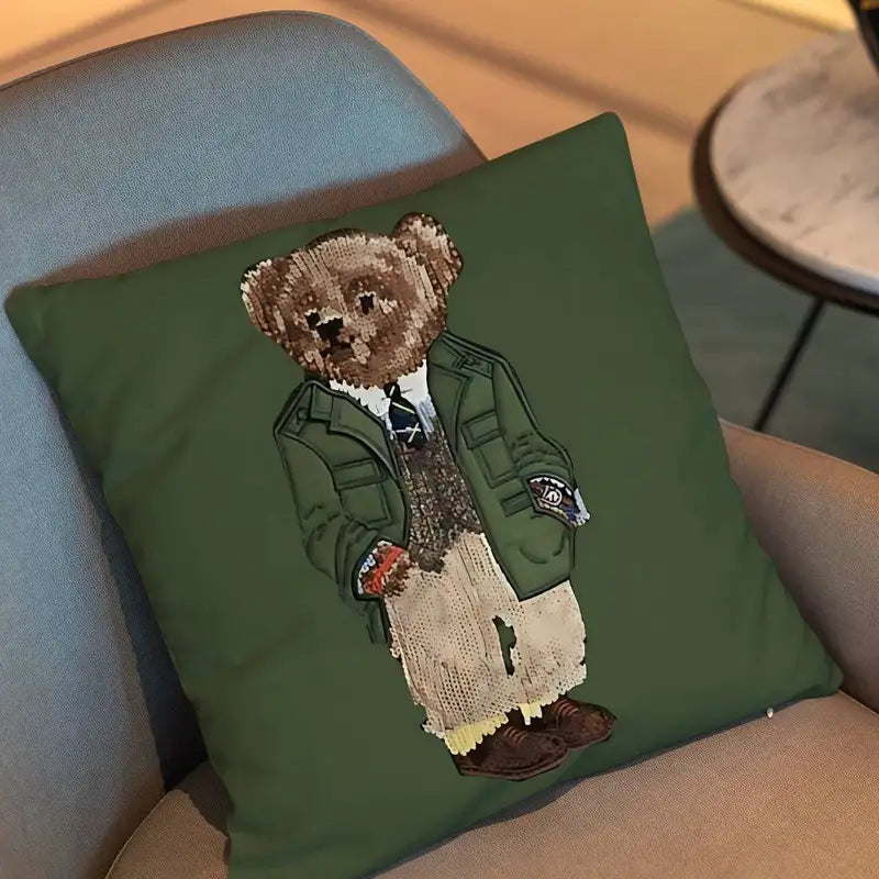 Retro Revival Pillow Cover Square Double-Sided Plush Cushion Cover Sofa Bed Decor