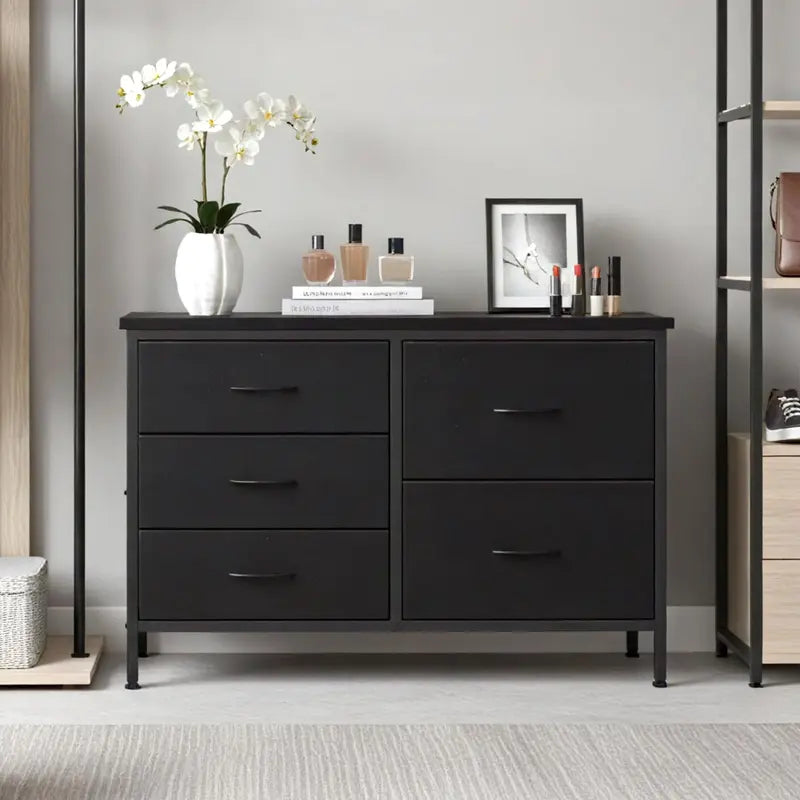 Multifunction Fabric Drawer Cabinet with Metal Frame and Adjustable Feet