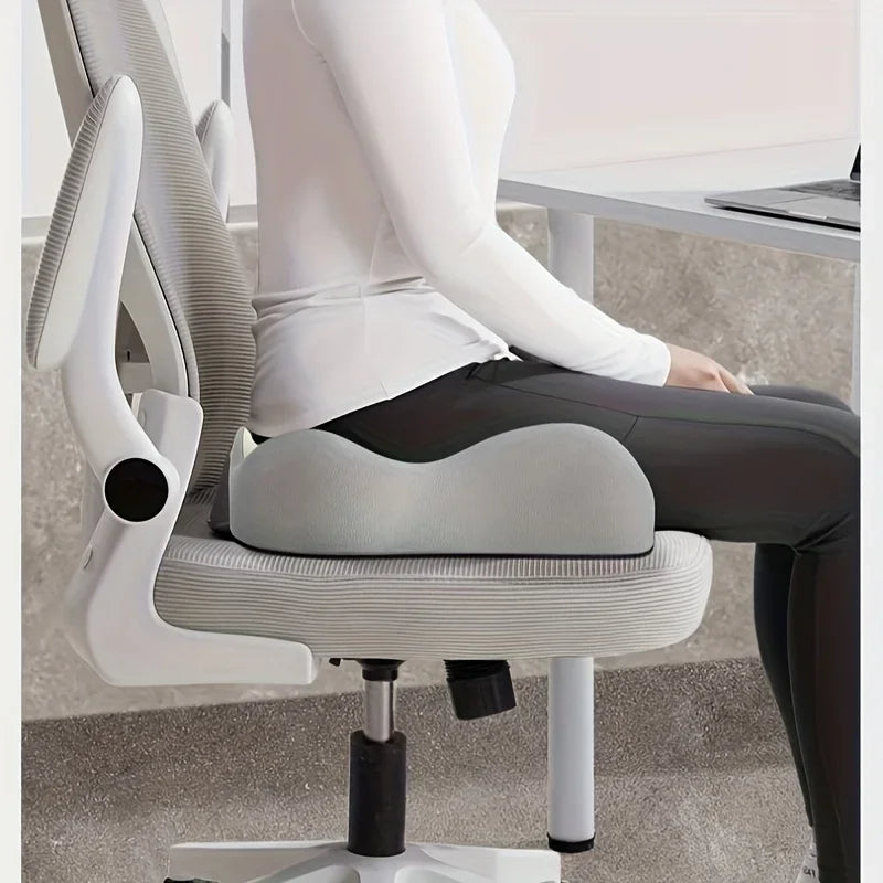 Ergonomic Memory Foam Seat Cushion with Pressure Relief and Breathable Cover for Office Car Wheelchair