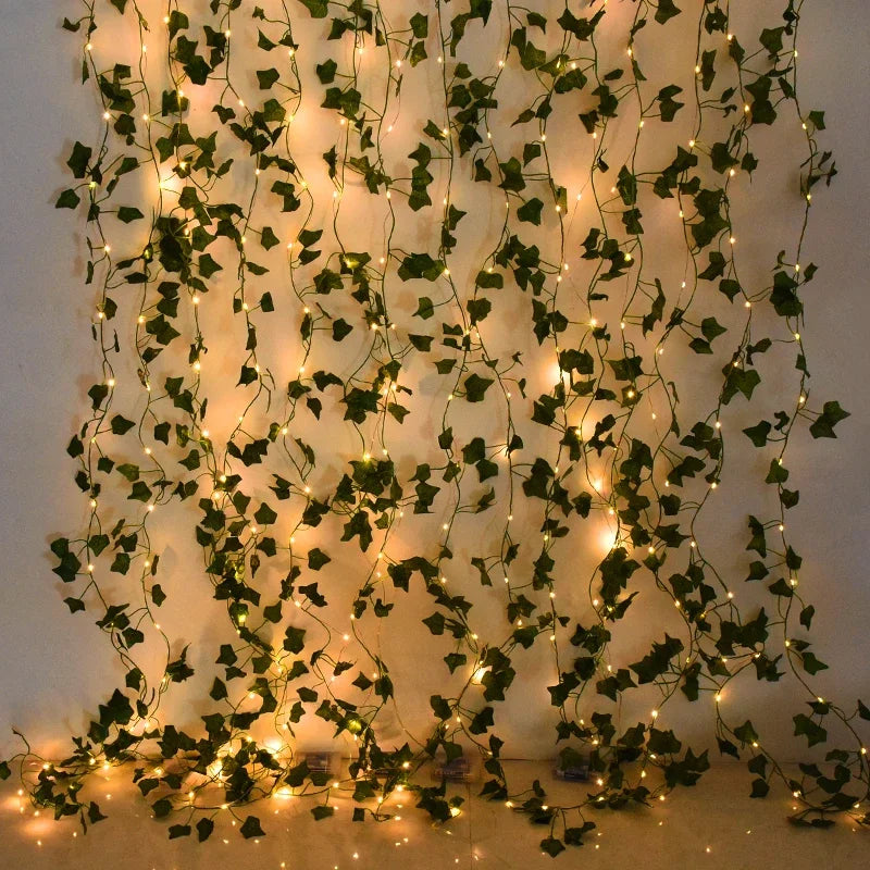 Silk Leaf Ivy Vine String Lights for Wedding Home Garden Decor - 2M, 5M, 10M