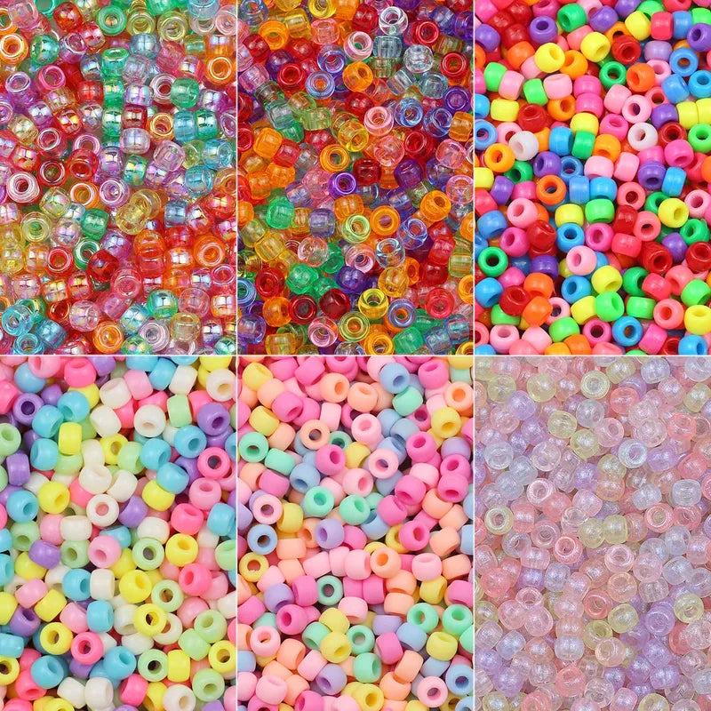 Multi-Colored Large Hole Pony Beads for Jewelry Making and Crafts - 200-1200 Pieces