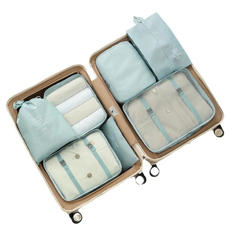 6-Piece Travel Storage Bag Set Waterproof Large Capacity Luggage Organizers