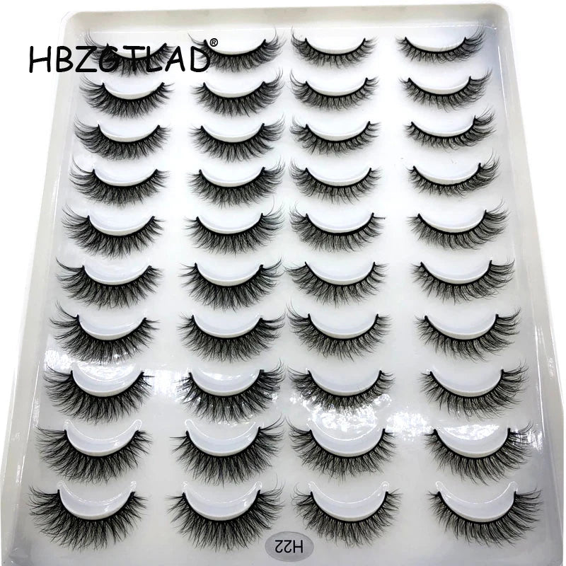 False Eyelash Pack 20 Pairs Fluffy Wispy Volume Reusable Strip Lashes