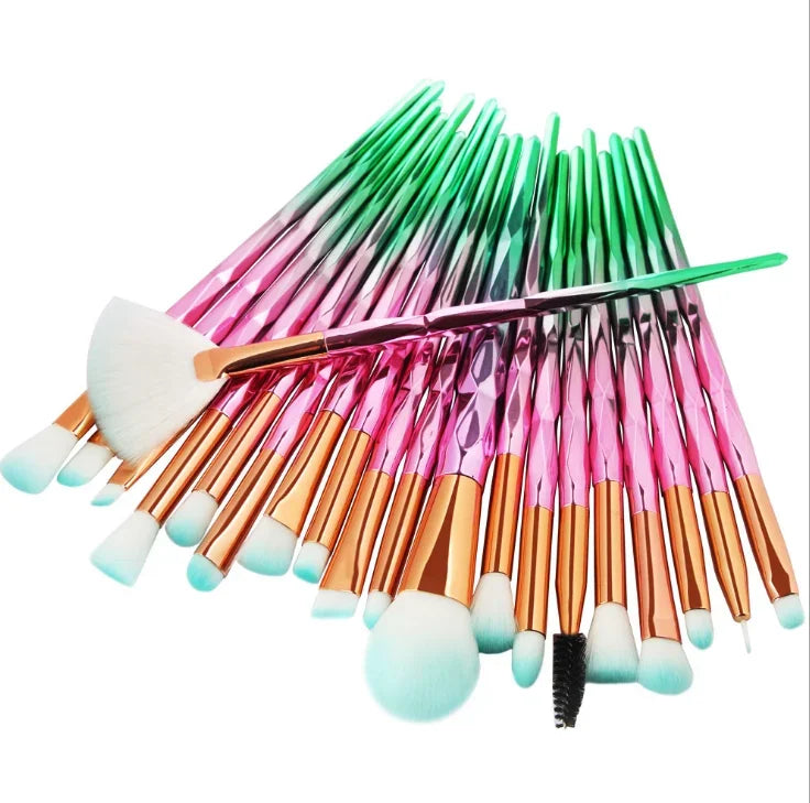 20Pcs Makeup Brush Set with Powder, Blush, Eye Shadow & Lip Brushes - Portable Cosmetic Tools