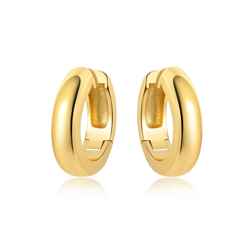 Sterling Silver Zircon Hoop Earrings with 18K Gold Lining for Women - Vintage Jewelry Gift