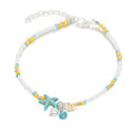 Boho Turquoise Starfish Anklet with Adjustable Chain Summer Foot Jewelry for Women & Girls