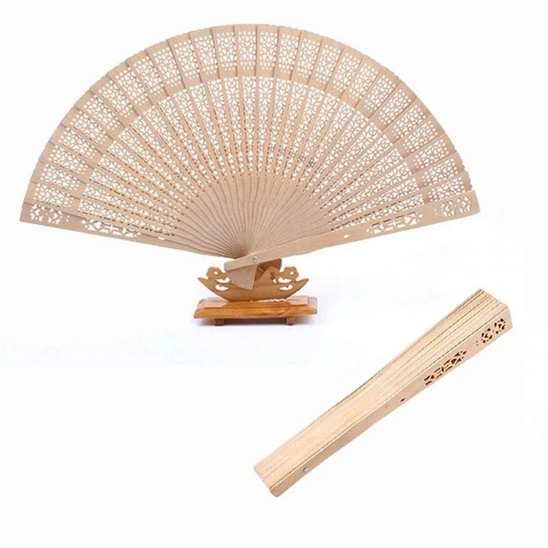 Sandalwood Folding Wooden Hand Fan 20cm - Decorative & Cooling Accessory