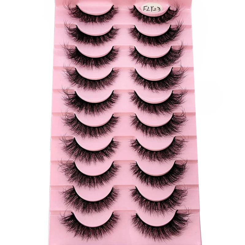 False Eyelashes 10 Pairs Natural-Looking 3D Curly Mink-Style Makeup Lashes