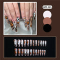 Halloween Long Press-On Nail Tips - Zombie Bride Ghost Pumpkin Print Reusable Fake Nails