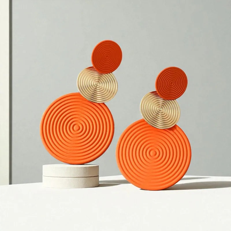 Trendy Dangle Earrings Trio Circle Design for Daily Outfits & Parties
