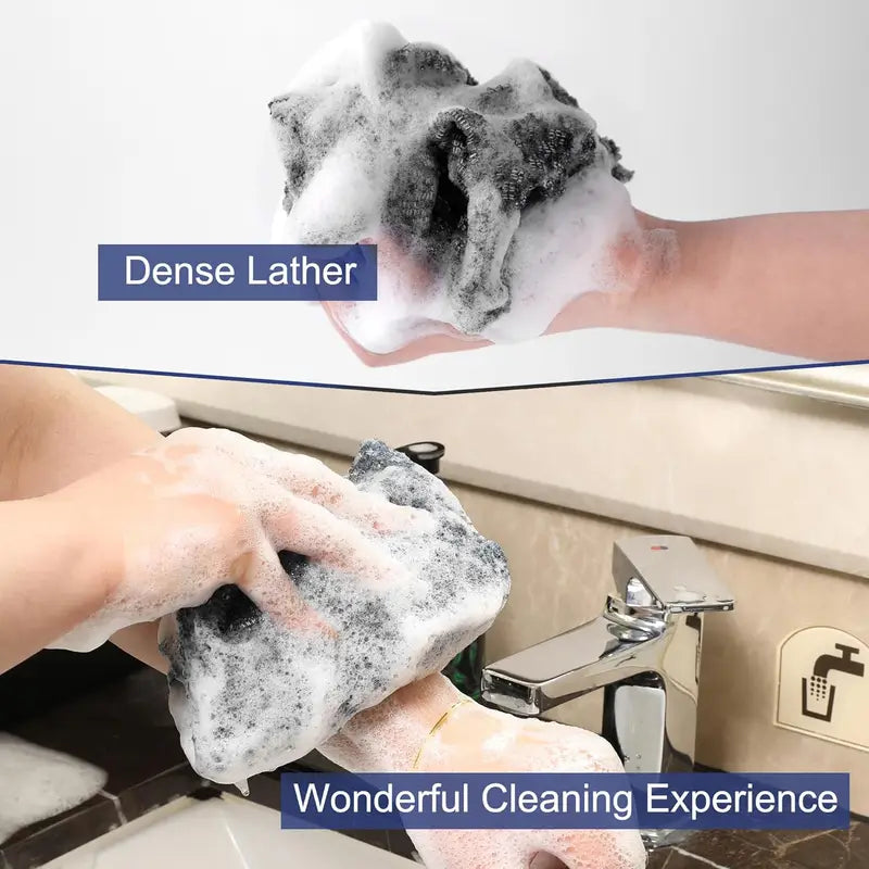 Exfoliating Bath Towel & Back Scrubber Set - Soft Shower Sponge for Body Cleansing
