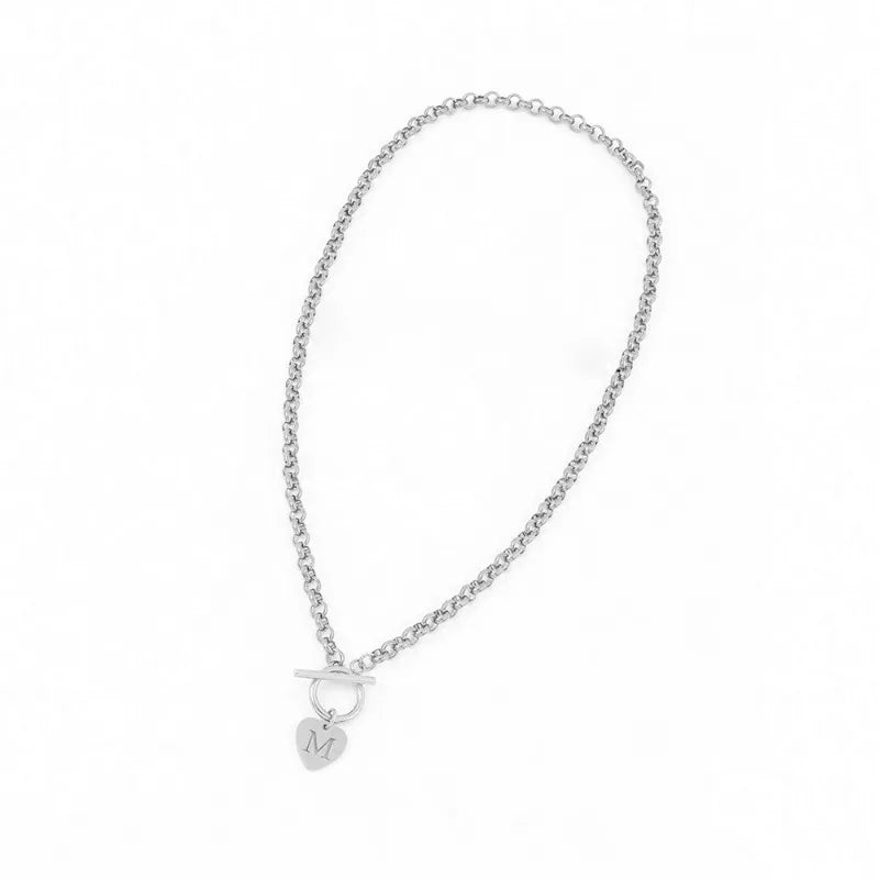 Heart Necklace for Women and Girls - 18K Gold Plated Stainless Steel Chunky Choker Chain Jewelry