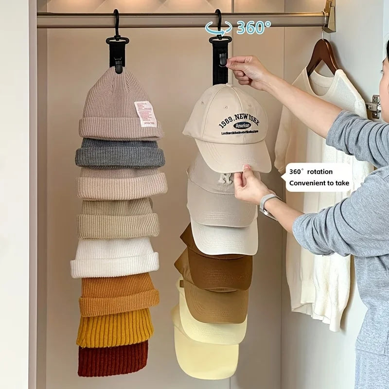 Hat Storage Organizer Set with 8 Clips for Wardrobe Closet Accessories