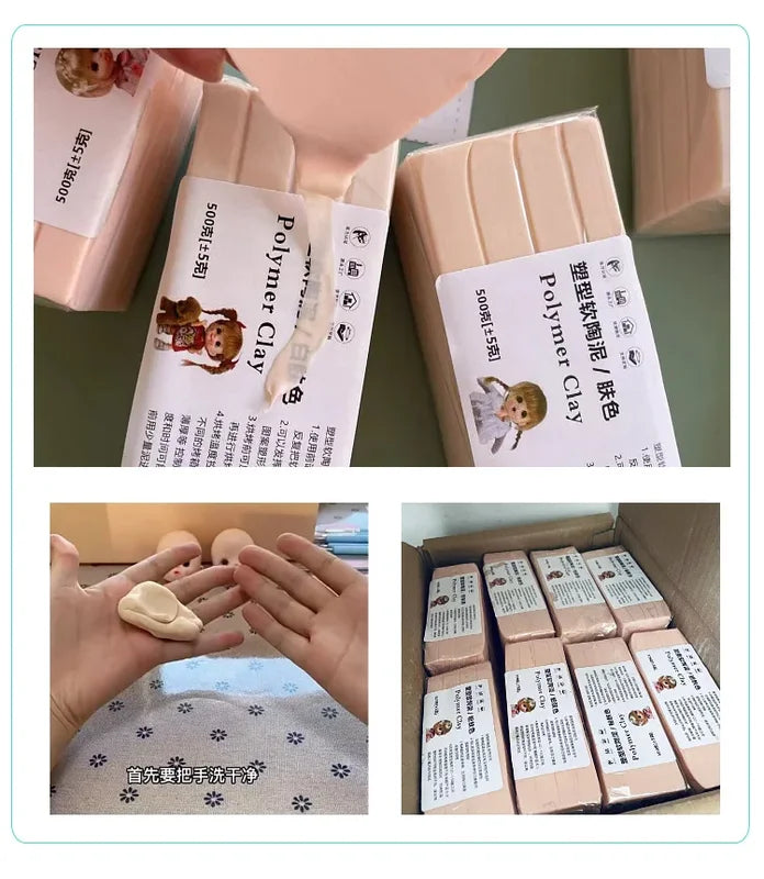 Professional Doll Head Clay Model Kit - Polymer Soft Sculpting Material