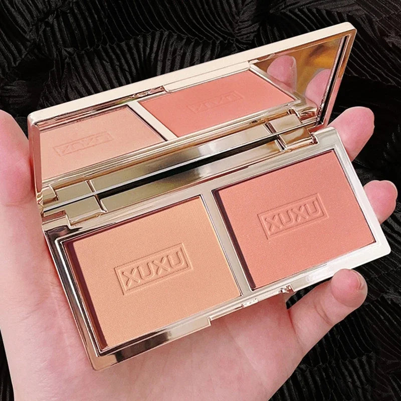 Colorful Peach Blush Palette - Natural Rose Pink Red Cheek Makeup with Shimmer
