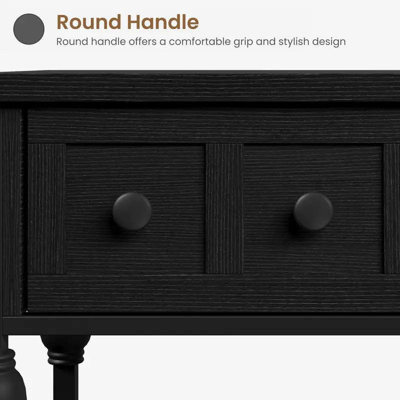 52-Inch Narrow Console Table with 3 Drawers & 2 Shelves - Farmhouse Industrial Entryway Sofa Table