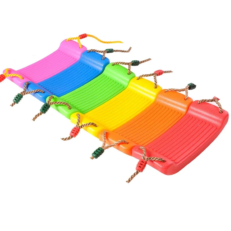 Kids Garden Swing Flying Toy with Adjustable Rope Indoor Outdoor Rainbow Seat