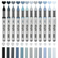Acrylic Paint Markers Set with 12 Brush Tip Pens - Professional Art & Craft Supplies