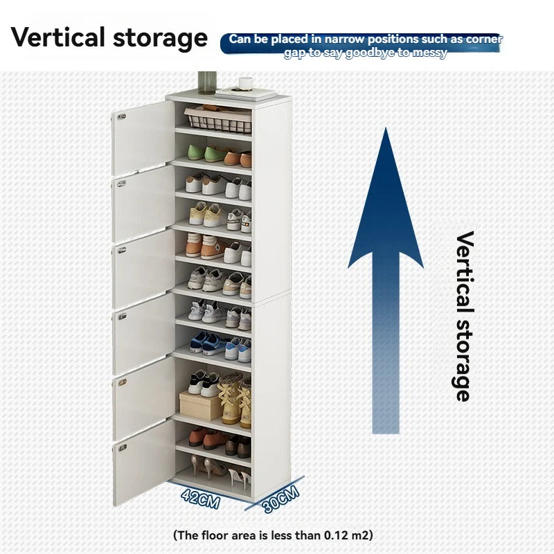 Narrow Space-Saving Shoe Rack with Large Capacity Corner Shoe Cabinet for Entryway
