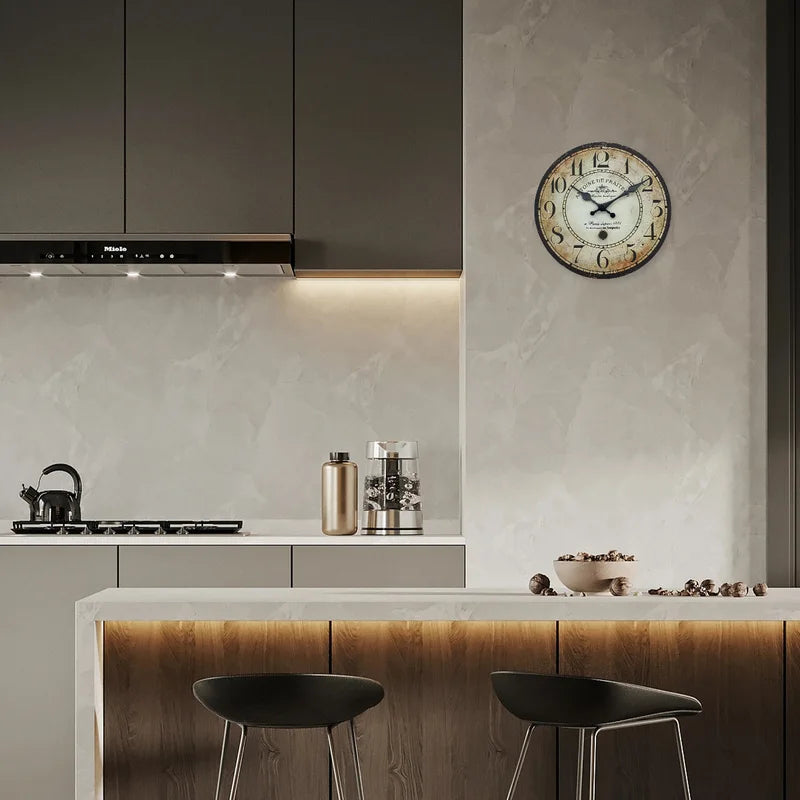 Wooden Wall Clock 10-16 Inch Silent Quartz Home Decor Living Room Bedroom Kitchen