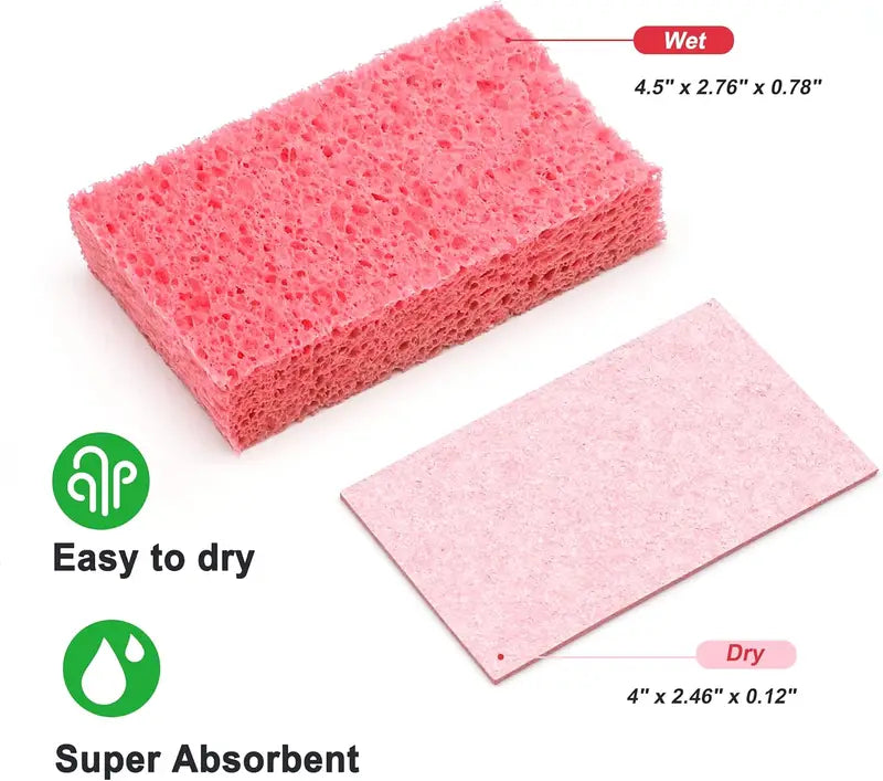 Compressed Wood Pulp Sponge for Cleaning & Absorption - Reusable Eco-Friendly Foam
