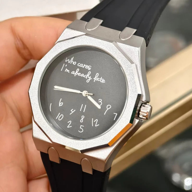 Luxury Octagon Watch Case with Silicone Strap Waterproof Men's Dial Watch