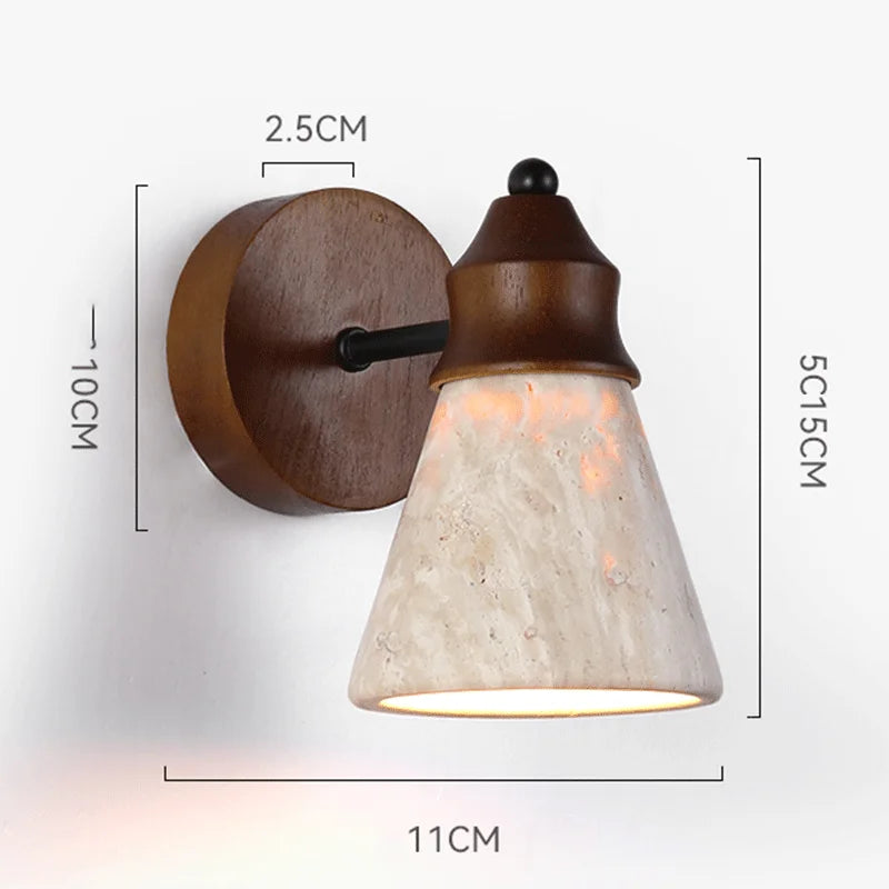 Natural Stone Wall Lamp - Yellow Travertine Sconce for Bedroom & Living Room