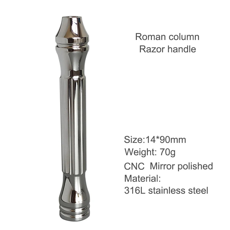 Stainless Steel Safety Razor Handle Roman Column Design - Universal Fit