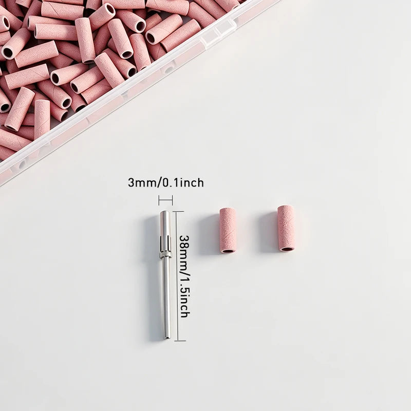 300PCS Nail Sanding Bands Set with Mandrel - 3MM Grit for Nail Drill