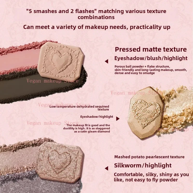 Flowerknows All-in-One Makeup Palette with Blush, Bronzer, Highlighter & Eyeshadow - Vegan Face Color Set