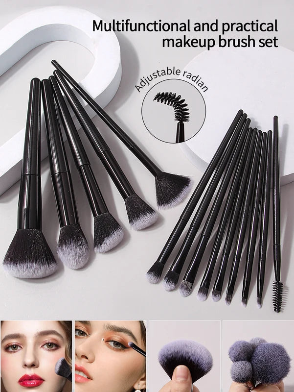Professional Makeup Brush Set with Sponges Puff and Cleaning Tools - 14 Brushes